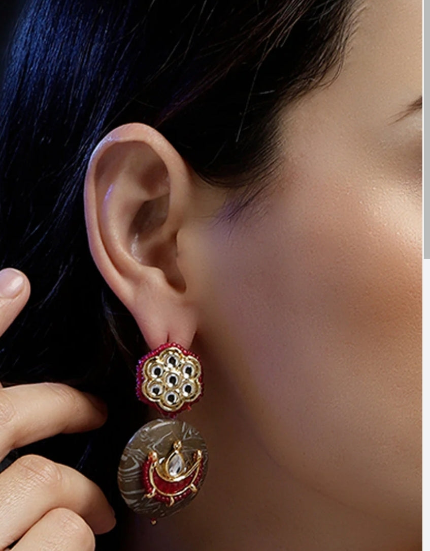 Floral Pink Kundan ( Gold Patra)