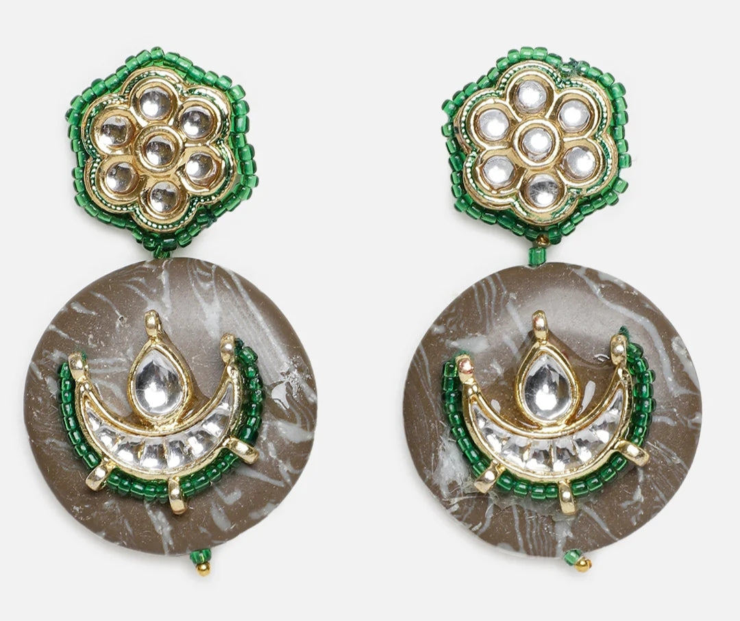 Green Floral Kundan ( Gold Patra)