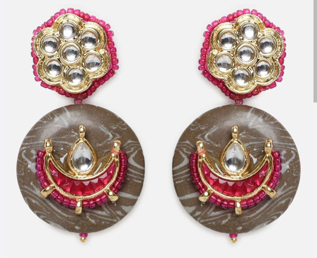 Floral Pink Kundan ( Gold Patra)