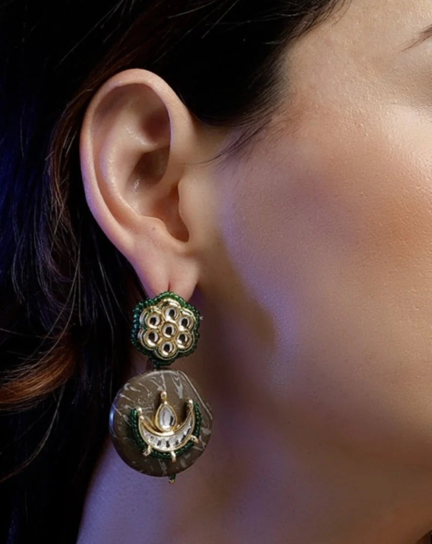 Green Floral Kundan ( Gold Patra)