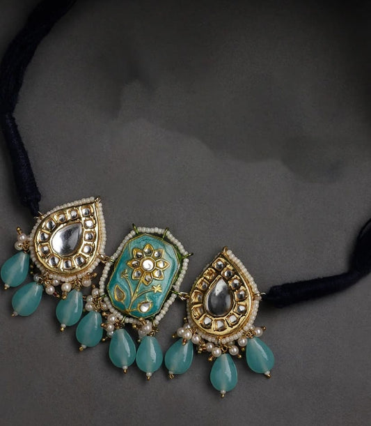 Aqua Noor Neckpiece (Gold Patra)